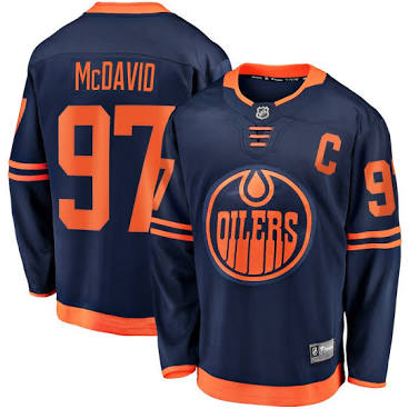 Connor McDavid Edmonton Oilers #97 Navy Blue & Orange  Hockey Jersey Adult Men's Sizes
