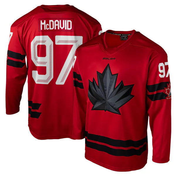 Connor McDavid Edmonton Oilers #97 Red & Black Hockey Jersey Adult Men's Sizes