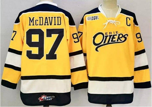 Connor McDavid Edmonton Oilers #97 Yellow Hockey Jersey Adult Men's Sizes