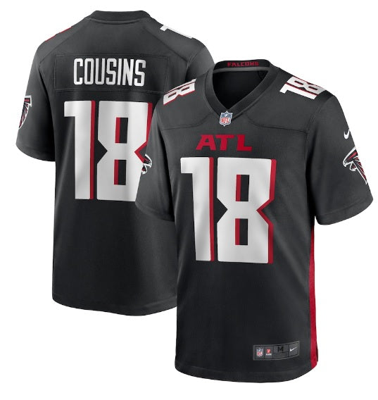 Kirk Cousins Atlanta Falcons #18 Black Football Jersey Adult Men's Sizes