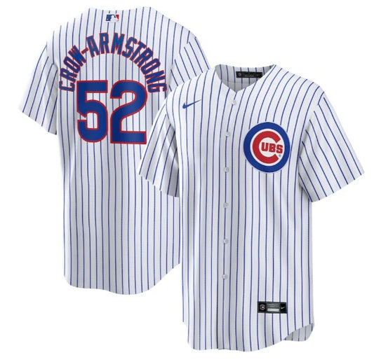 Pete Crow-Armstrong #52 Chicago Cubs White Pinstripe With Swoosh Baseball Jersey Adult Men's Sizes