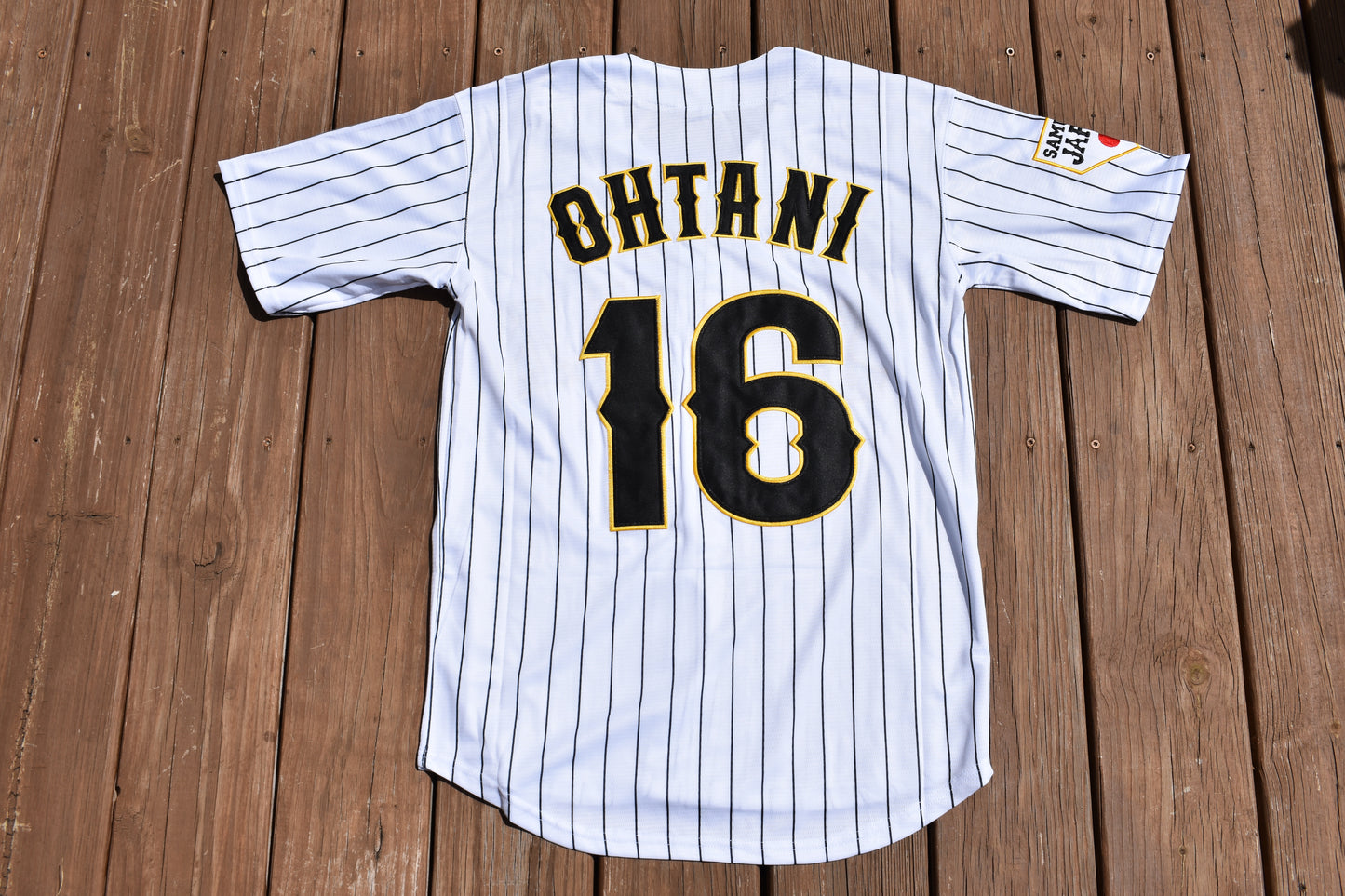 New! Shohei Ohtani Japan Samurai White Pinstripe Baseball Jersey Men's Sizes