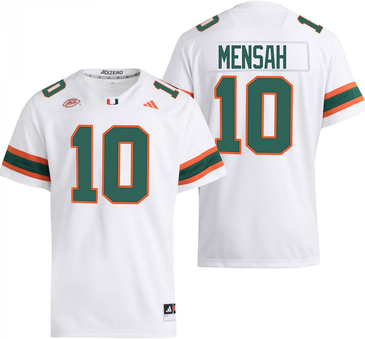Darian Mensah Miami Hurricanes # 10 White  Football Jersey Adult Men's Sizes