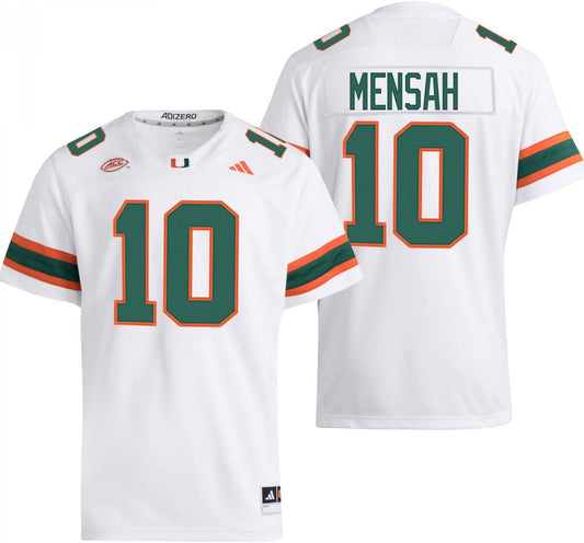 Darian Mensah Miami Hurricanes # 10 White  Football Jersey Adult Men's Sizes