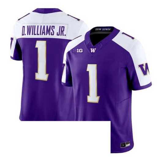 Demond Williams Jr. Washington Huskies  #1 Purple Football Jersey Adult Men's Sizes