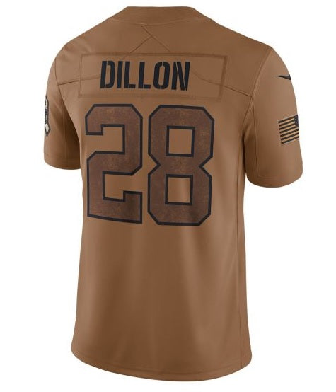 A.J. Dillon Green Bay Packers Brown 2023 Salute to Service Football Jersey Adult Men's Sizes