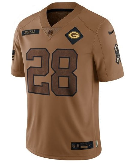 A.J. Dillon Green Bay Packers Brown 2023 Salute to Service Football Jersey Adult Men's Sizes