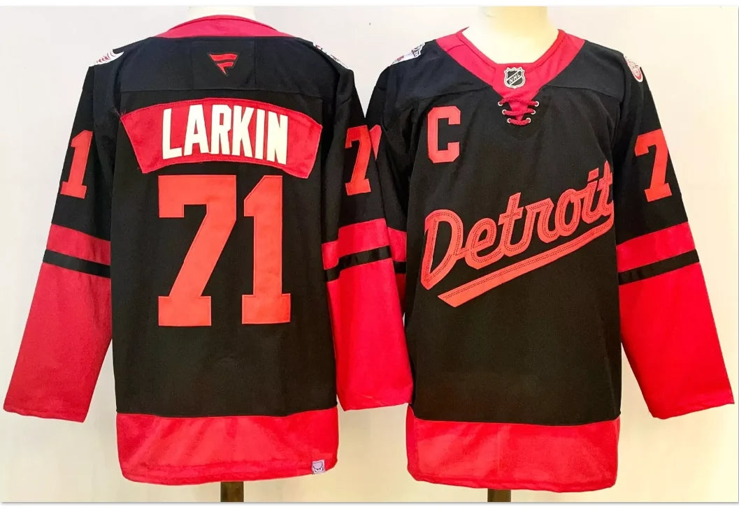 Dylan Larkin Detroit Red Wings #71  Black & Red Hockey Jersey Adult Men's Sizes