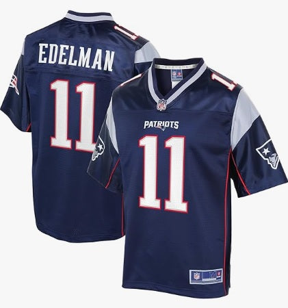 Julian Edelman #11 New England Patriots Blue and Silver Football Jersey Adult Men's Sizes