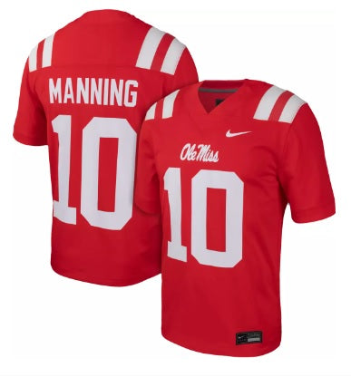 Eli Manning Ole Miss #10 Rebels Red Football Jersey Adult Men's Sizes