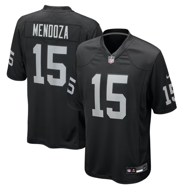 Fernando Mendoza Las Vegas Raiders #15 Black Football Jersey Adult Men's Sizes