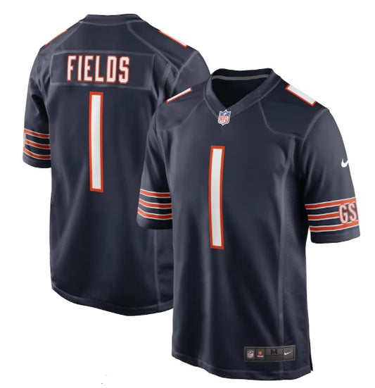 Justin Fields Chicago Bears #1 Blue Football Jersey Adult Men's Sizes