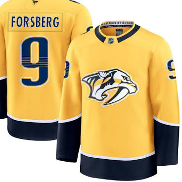 Filip Forsberg Nashville Predators #9 Yellow & Black Hockey Jersey Adult Men's Sizes