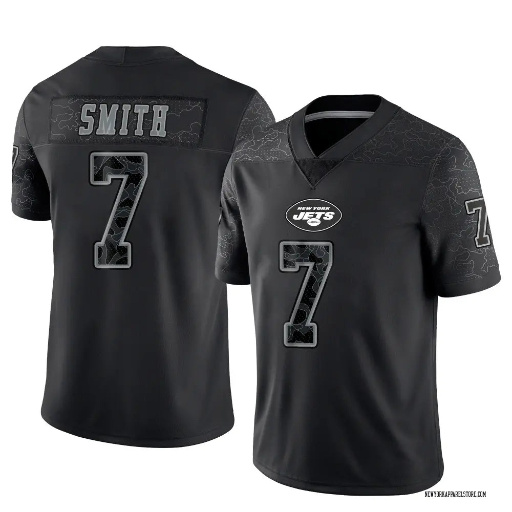 Geno Smith New York Jets #7 Black Reflective Football Jersey Adult Men's Sizes