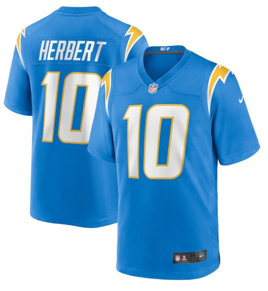 Justin Herbert #10 Los Angeles Chargers Baby Blue Football Jersey Adult Men's Sizes