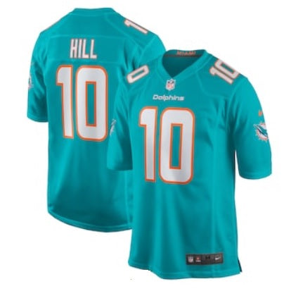 Tyreek Hill #10 Miami Dolphins Aqua Teal Blue Football Jersey Adult Men's Sizes