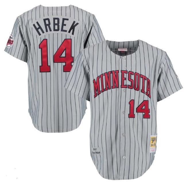 Kent Hrbek Minnesota Twins #14 Gray Pinstripe Baseball Jersey Adult Men's Sizes