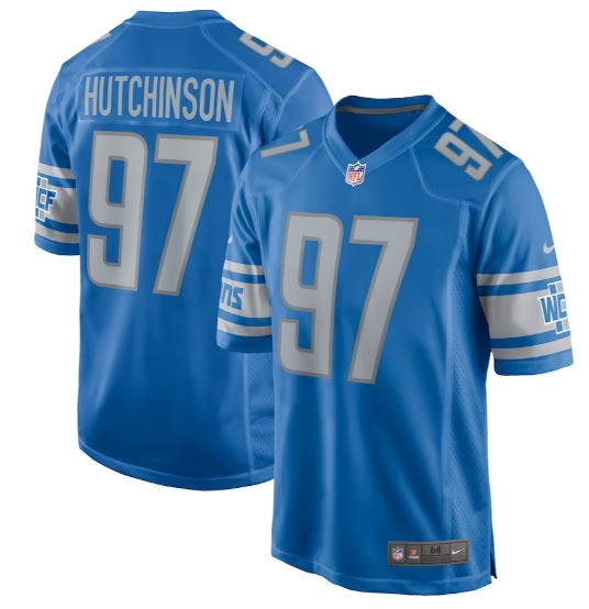 Aidan Hutchinson Detroit Lions Blue Football Jersey Adult Men's Sizes