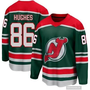 Jack Hughes New Jersey Devils #86 Green & Red Hockey Jersey Adult Men's Sizes