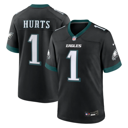 Jalen Hurts Philadelphia Eagles # 1 Black Football Jersey Adult Men's Sizes