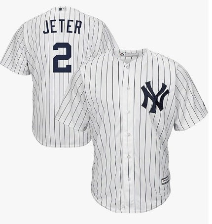 Derek Jeter New York Yankees #2 White Pinstripe With Name Jersey Adult Men's Sizes