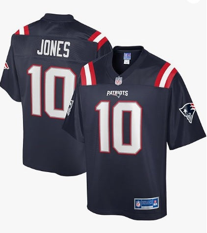 Mac Jones New England Patriots #10 Navy Blue with Red/ White Stripe Football Jersey Men's Sizes