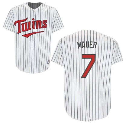 Joe Mauer Minnesota Twins #7 White Pinstripe Baseball Jersey Adult Men's Sizes