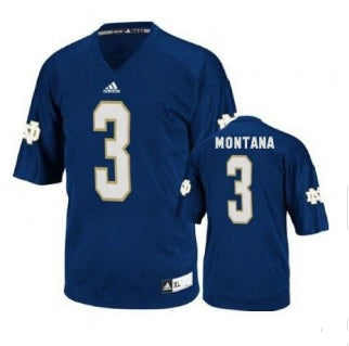 Joe Montana #3 Notre Dame Fighting Irish Blue Football Jersey Adult Men's Sizes