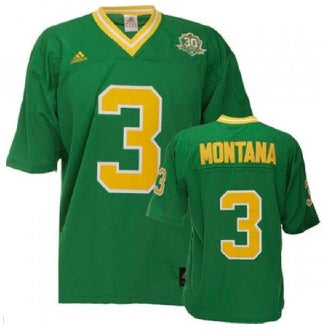 Joe Montana #3 Notre Dame Fighting Irish Green W/ Gold Numbers Football Jersey Adult Men's Sizes