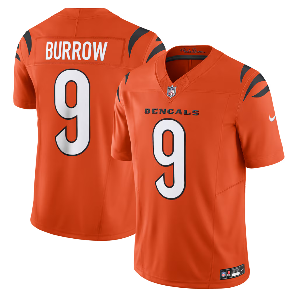 Joe Burrow Cincinnati Bengals #9 Orange Football Jersey Adult Men's Sizes