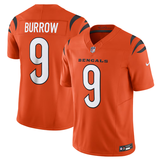 Joe Burrow Cincinnati Bengals #9 Orange Football Jersey Adult Men's Sizes