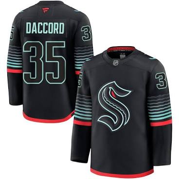 Joey Daccord  Seattle Kraken #35 Black Hockey Jersey Adult Men's Sizes