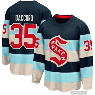 Joey Daccord  Seattle Kraken #35 Deep Sea Blue Winter Classic Hockey Jersey Adult Men's Sizes