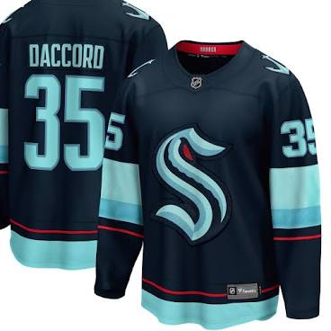 Joey Daccord  Seattle Kraken #35 Navy Blue & Teal Hockey Jersey Adult Men's Sizes