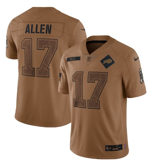 Josh Allen Buffalo Bills Brown 2023 Salute To Service Football Jersey Adult Men's Sizes