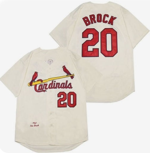 Lou Brock St. Louis Cardinals White With Name Baseball Jersey Adult Men's Sizes