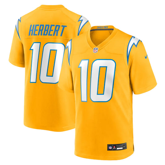 Justin Herbert Los Angeles Chargers #10 Gold Football Jersey Adult Men's Sizes