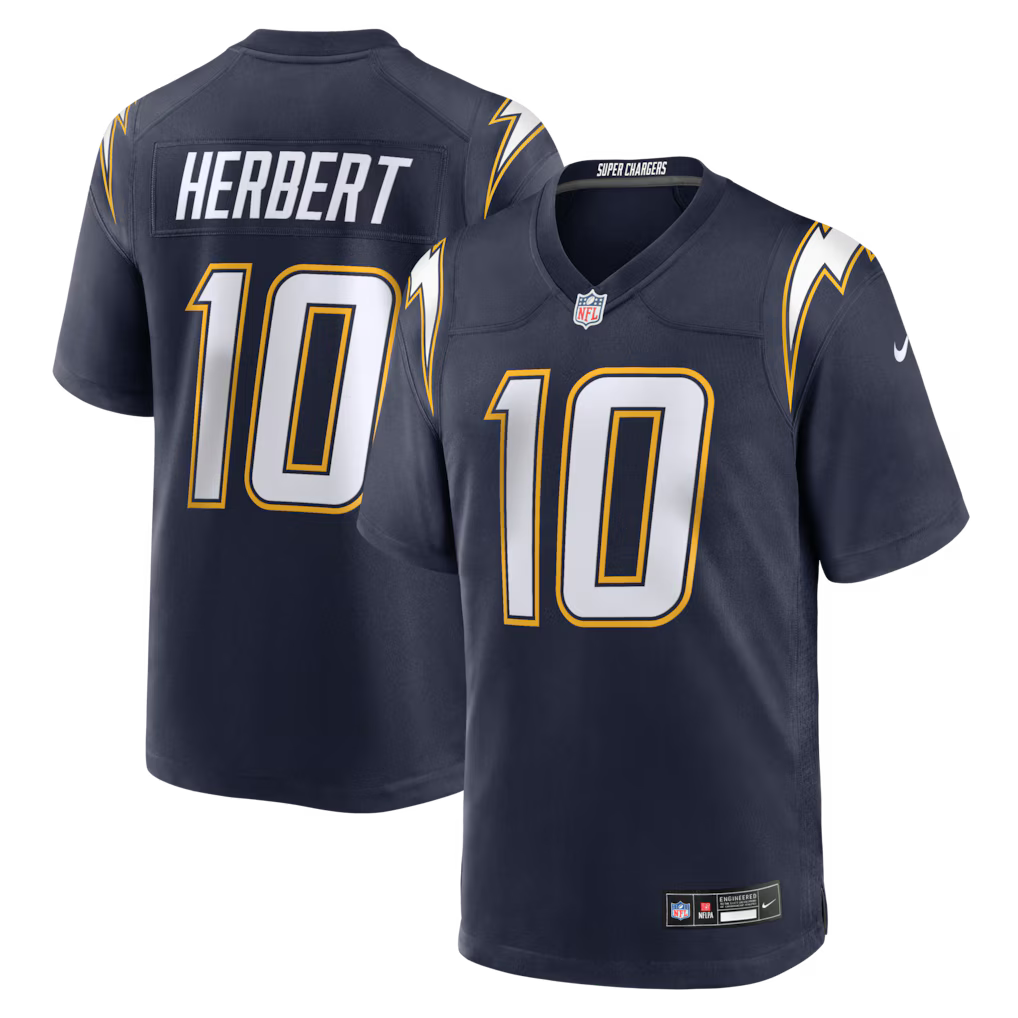 Justin Herbert Los Angeles Chargers #10 Navy Blue Football Jersey Adult Men's Sizes