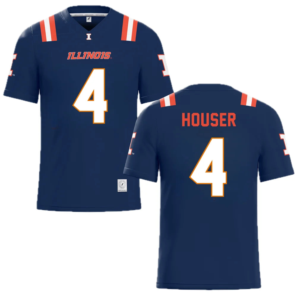 Katin Houser Illinois Fighting Illini #4 Navy Blue Football Jersey Adult Men's Sizes
