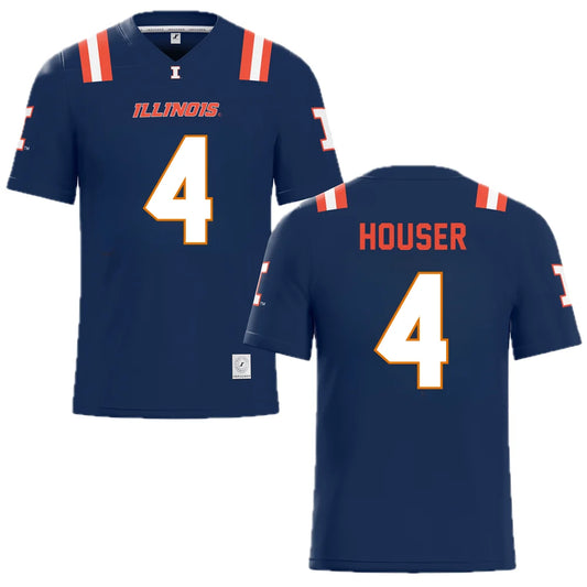 Katin Houser Illinois Fighting Illini #4 Navy Blue Football Jersey Adult Men's Sizes