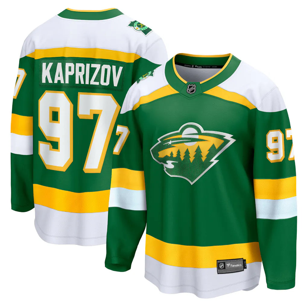 Kirill Kaprizov Minnesota Wild #97 Green & Yellow Hockey Jersey Adult Men's Sizes