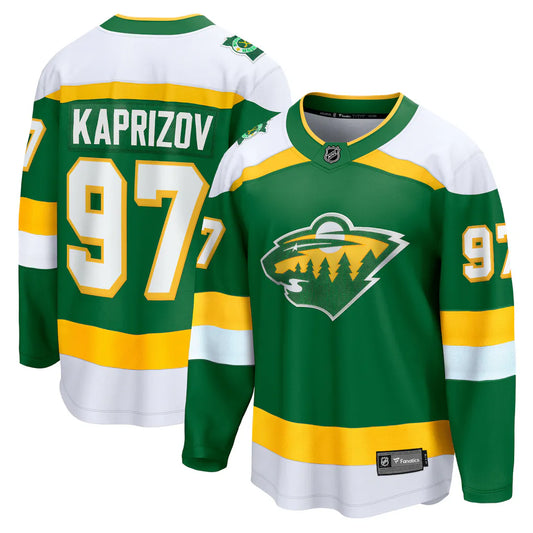 Kirill Kaprizov Minnesota Wild #97 Green & Yellow Hockey Jersey Adult Men's Sizes