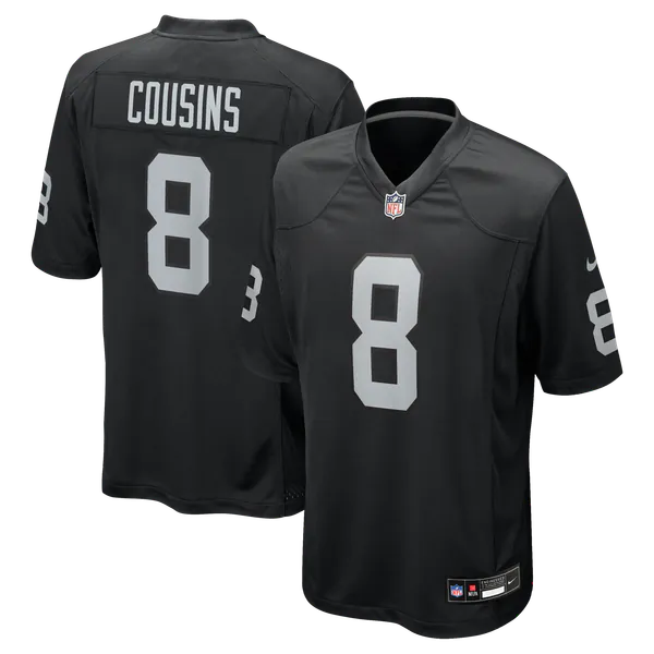 Kirk Cousins Las Vegas Raiders #8 Black Football Jersey Adult Men's Sizes