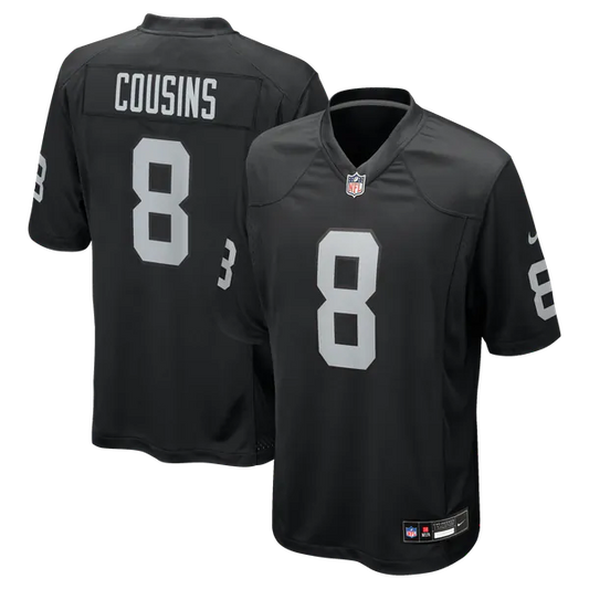 Kirk Cousins Las Vegas Raiders #8 Black Football Jersey Adult Men's Sizes