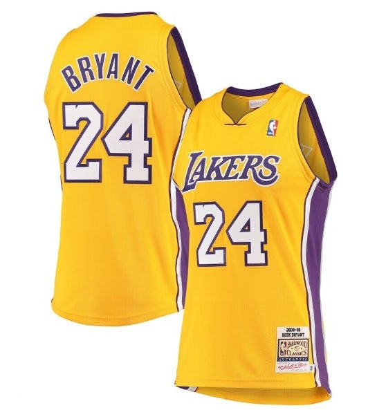 Kobe Bryant #24 Los Angeles Lakers Yellow W/ White Numbers Basketball Jersey Adult Men's Sizes