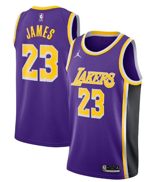 LaBron James Los Angeles Lakers Purple w/ Gold Numbers Basketball Jersey Adult Men's Sizes