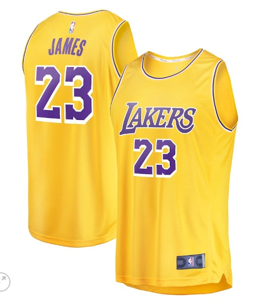 LaBron James Los Angeles Lakers Yellow Basketball Jersey Adult Men's Sizes