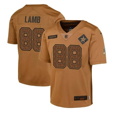 CeeDee Lamb #88 Dallas Cowboys Brown 2023 Salute To Service Football Jersey Men's Sizes