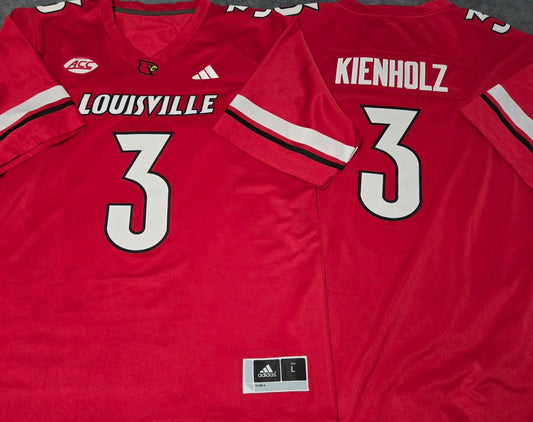 Lincoln Kienholz Louisville Cardinals #3 Red Football Jersey Adult Men's Sizes