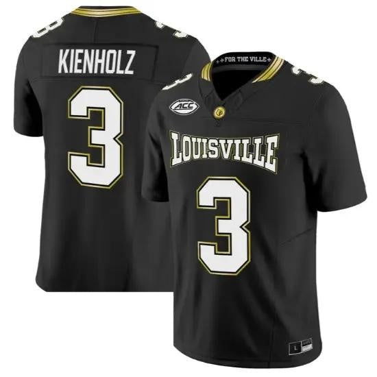 Lincoln Kienholz Louisville Cardinals #3 Black Football Jersey Adult Men's Sizes